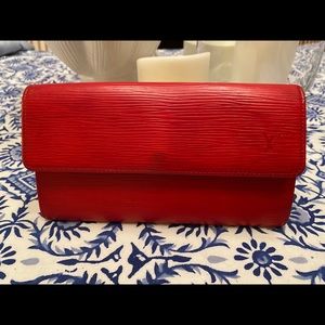 Louis Vuitton red epi leather wallet - 100% auth